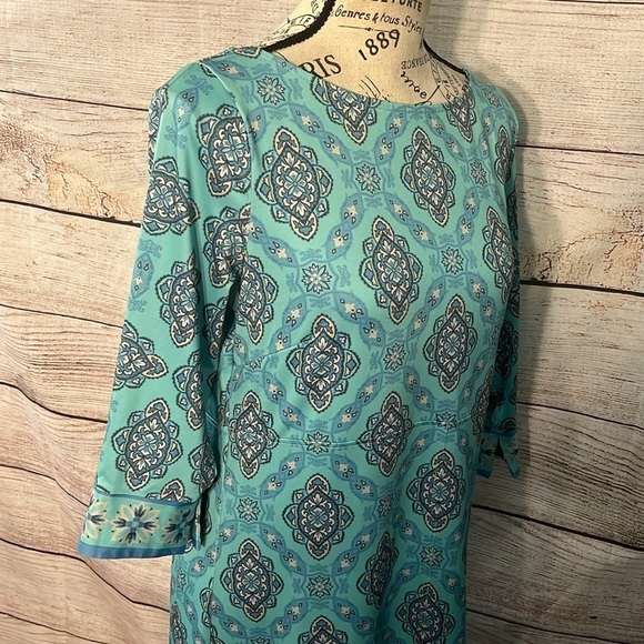 Gretchen Scott Dress Boat Neck 3/4 Sleeves Medallion Design Size Small - Picture 4 of 7